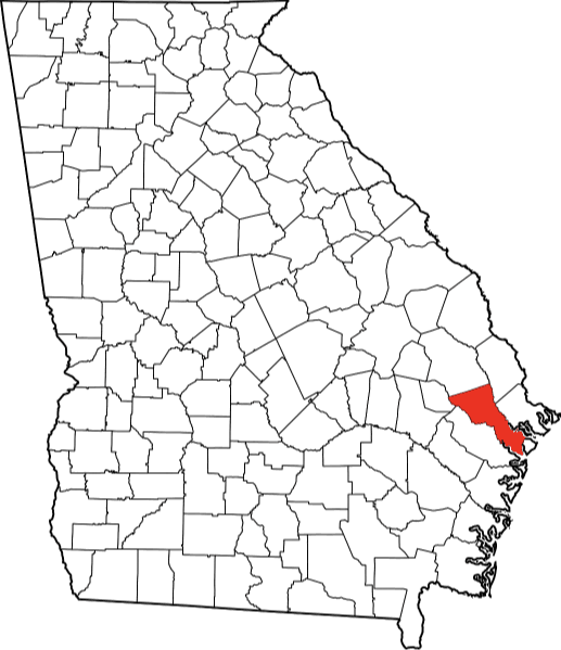 An image highlighting Bryan County in Georgia