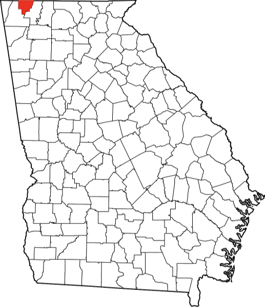 An image highlighting Catoosa County in Georgia
