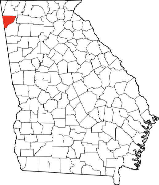 An image highlighting Chattooga County in Georgia