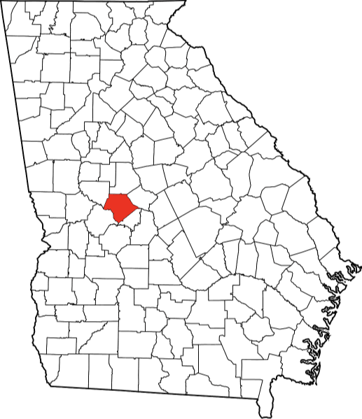 An image highlighting Crawford County in Georgia
