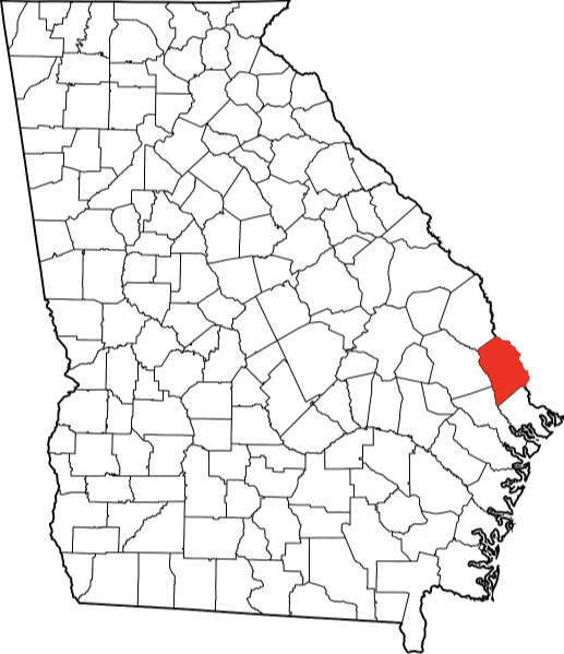 An image highlighting Effingham County in Georgia
