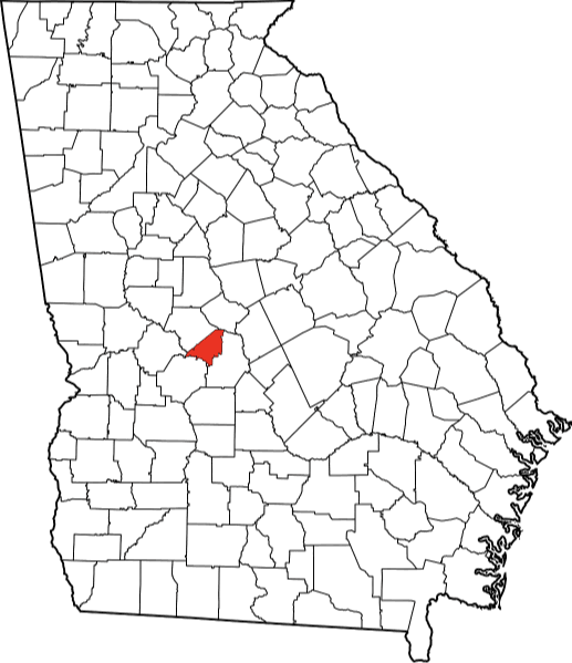 An image highlighting Peach County in Georgia