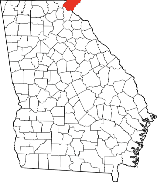 An image highlighting Rabun County in Georgia