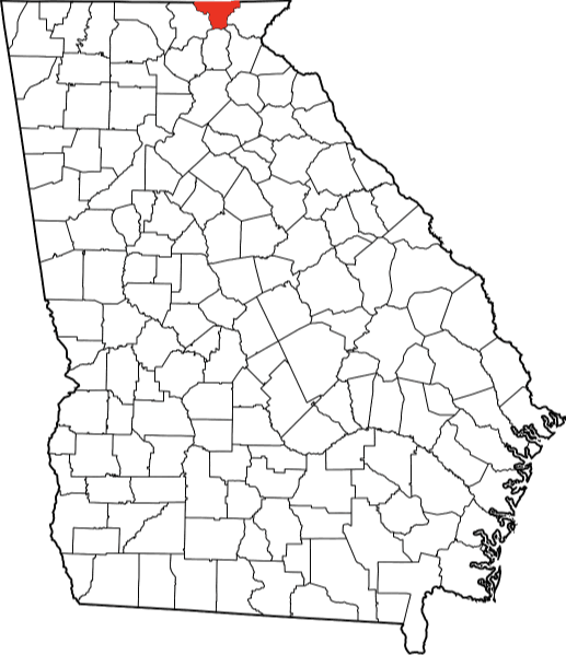 An image highlighting Towns County in Georgia