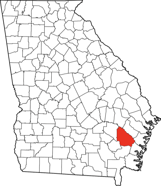 An image highlighting Wayne County in Georgia