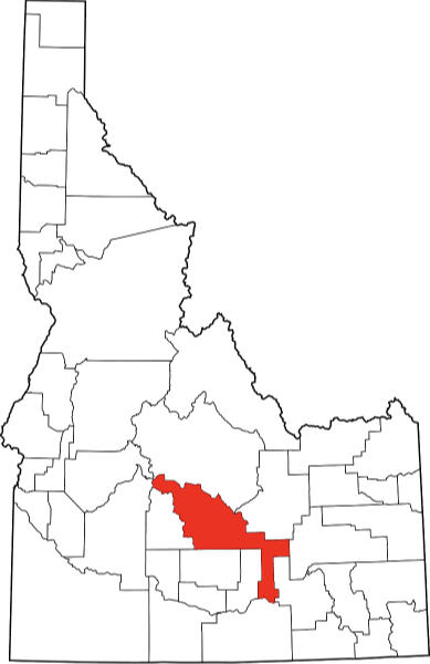 An image highlighting Blaine County in Idaho