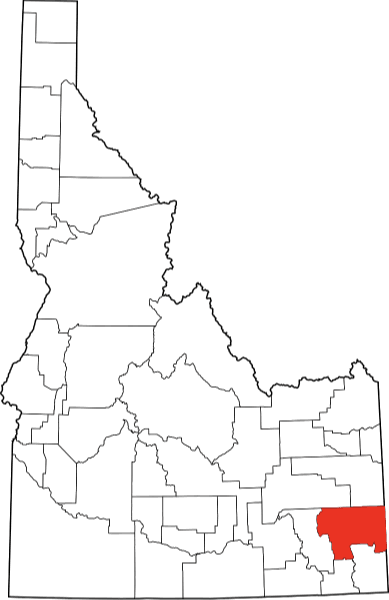 An image highlighting Caribou County in Idaho