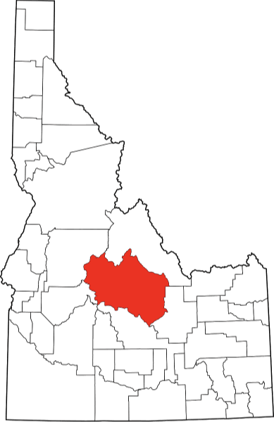An image highlighting Custer County in Idaho