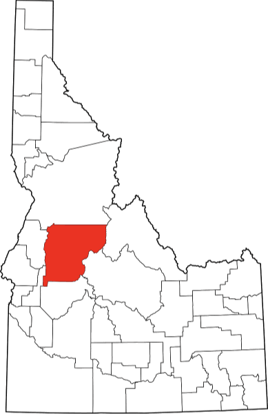 An image highlighting Valley County in Idaho