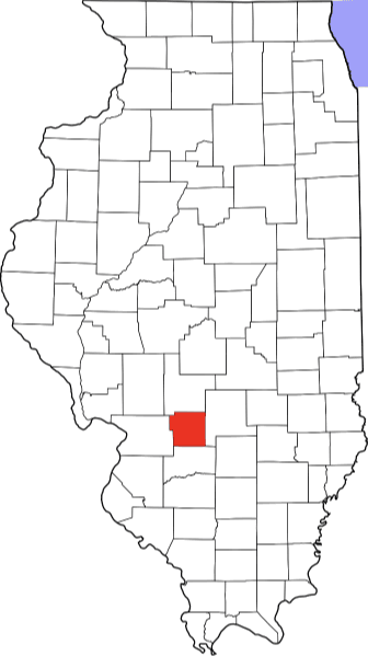 An image highlighting Bond County in Illinois