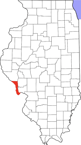 An image highlighting Calhoun County in Illinois