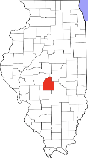 An image highlighting Christian County in Illinois