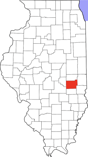 An image highlighting Coles County in Illinois