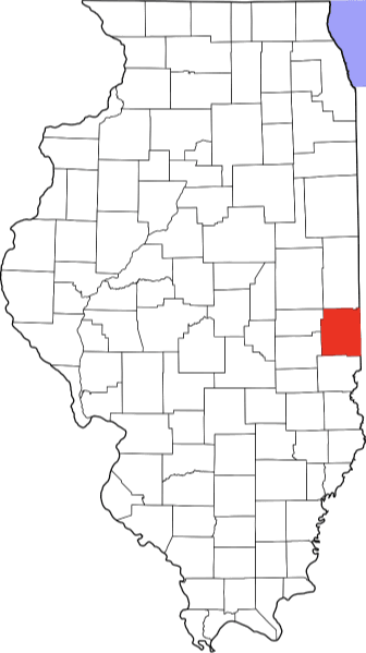 An image highlighting Edgar County in Illinois