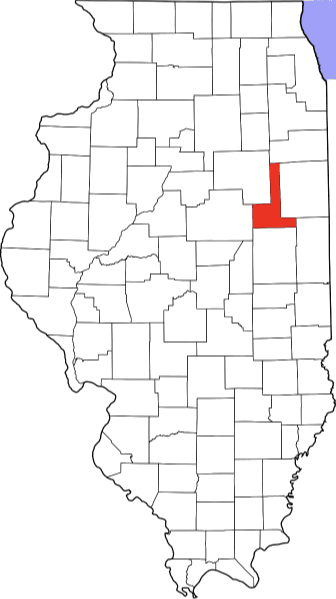 An image highlighting Ford County in Illinois