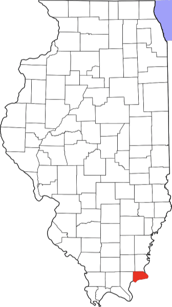 An image highlighting Hardin County in Illinois
