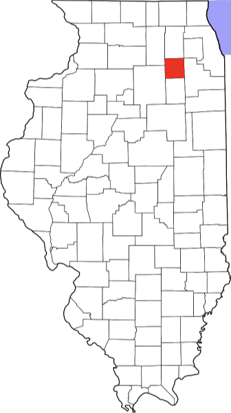 An image highlighting Kendall County in Illinois