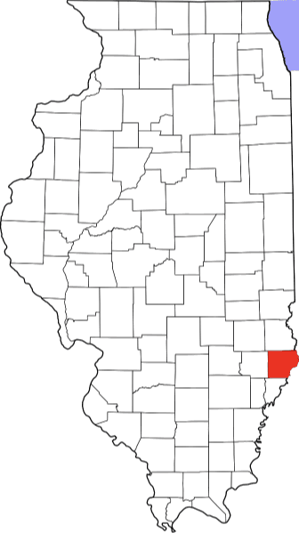 An image highlighting Lawrence County in Illinois