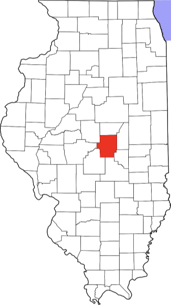 An image highlighting Macon County in Illinois