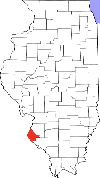 An image highlighting Monroe County in Illinois