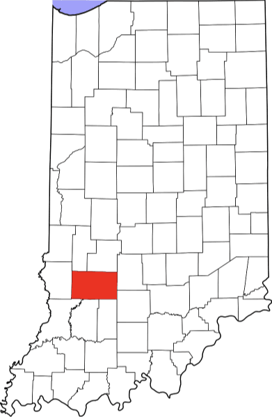 An image highlighting Greene County in Indiana