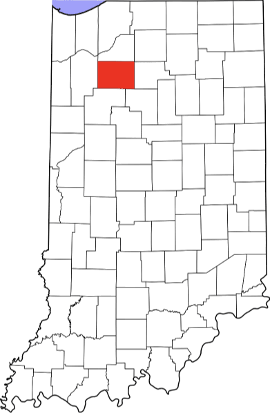 An image highlighting Pulaski County in Indiana