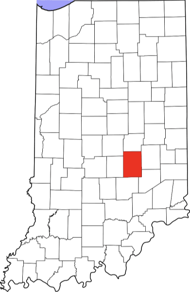 An image highlighting Shelby County in Indiana