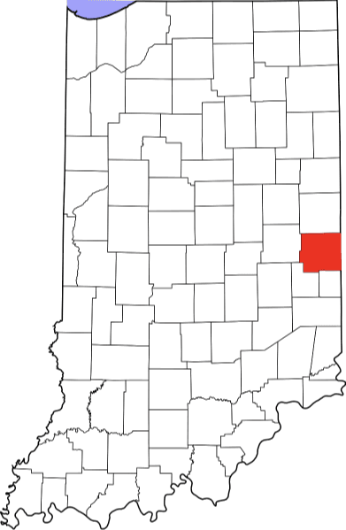 An image highlighting Wayne County in Indiana