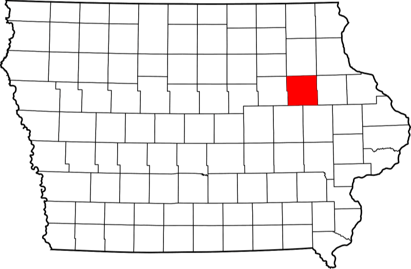 An image highlighting Buchanan County in Iowa