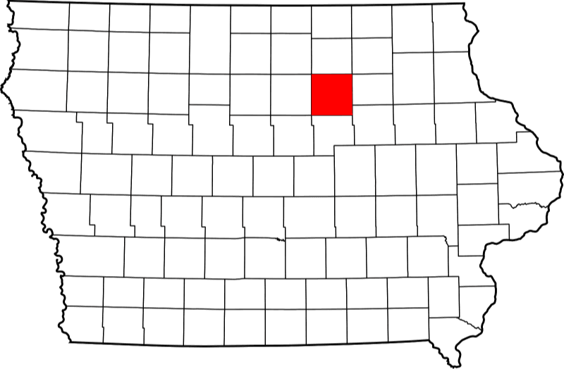 An image highlighting Butler County in Iowa