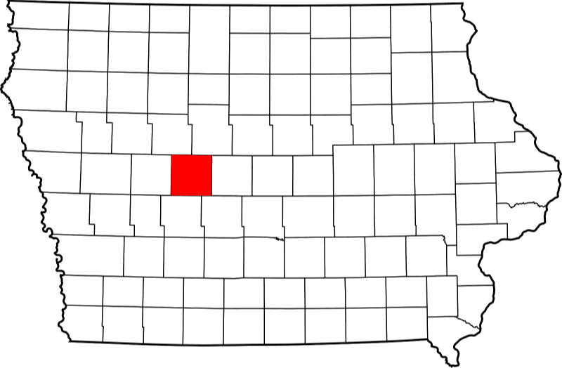 An image highlighting Greene County in Iowa
