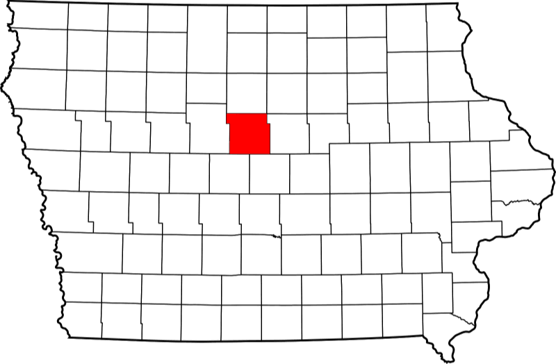 An image highlighting Hamilton County in Iowa