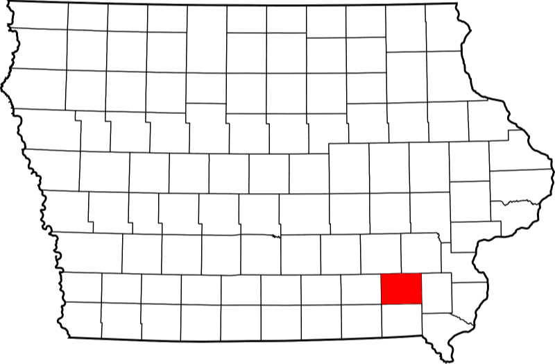 An image highlighting Jefferson County in Iowa