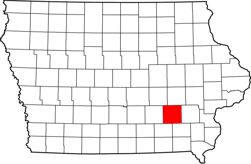 An image highlighting Keokuk County in Iowa