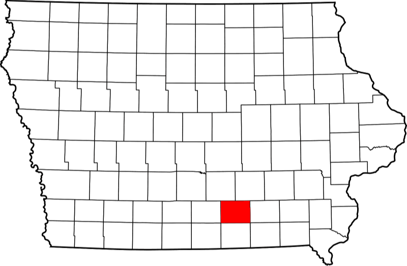 An image highlighting Monroe County in Iowa