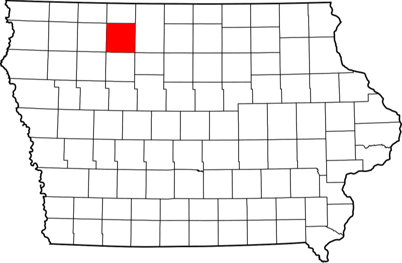 An image highlighting Palo Alto County in Iowa