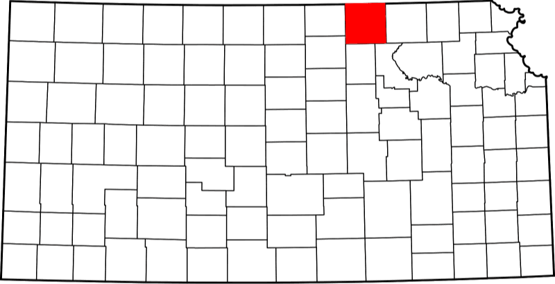 An image highlighting Washington County in Kansas