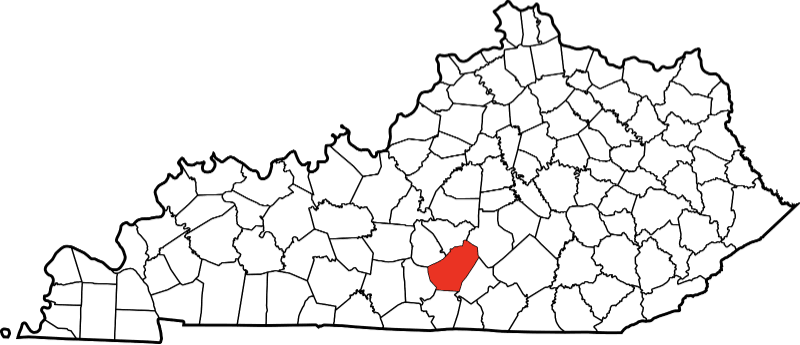 An image highlighting Adair County in Kentucky