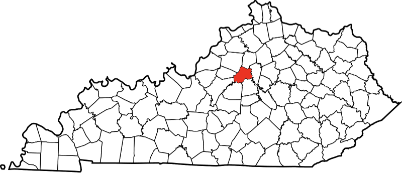 An image highlighting Anderson County in Kentucky