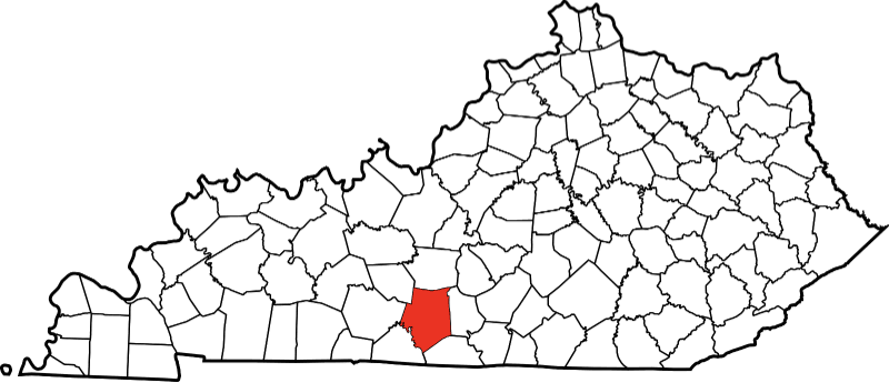 An image highlighting Barren County in Kentucky