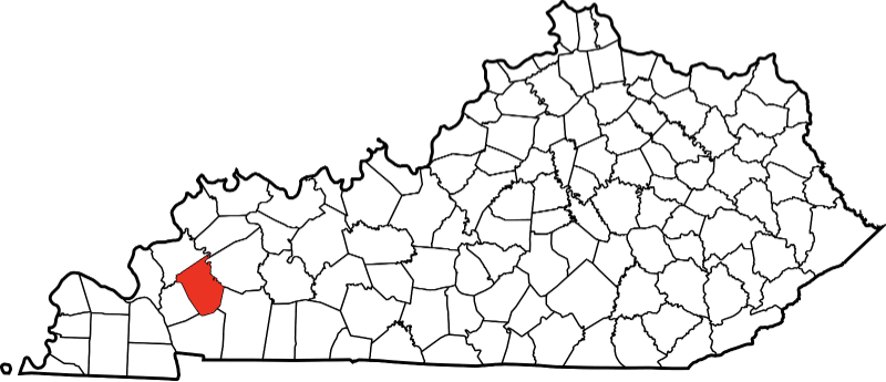 An image highlighting Caldwell County in Kentucky