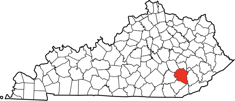 An image highlighting Clay County in Kentucky