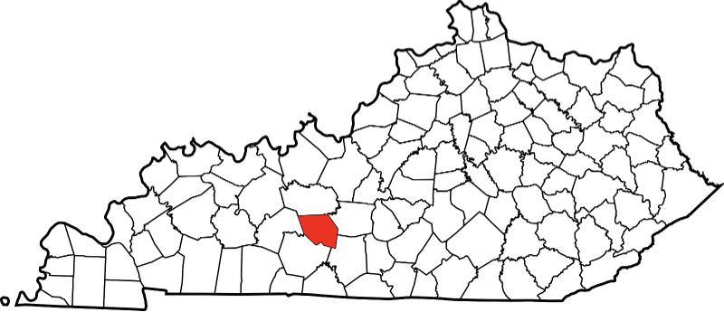 An image highlighting Edmonson County in Kentucky