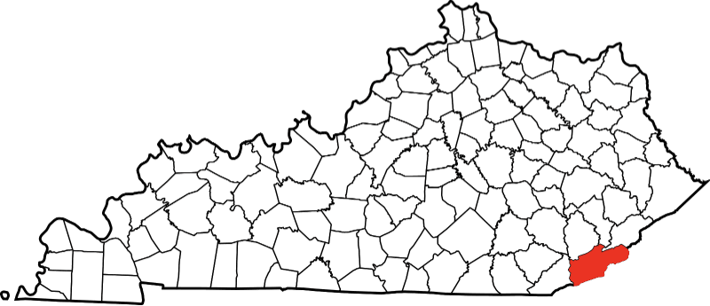 An image highlighting Harlan County in Kentucky