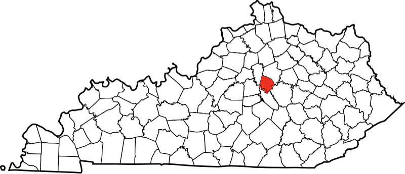 An image highlighting Jessamine County in Kentucky