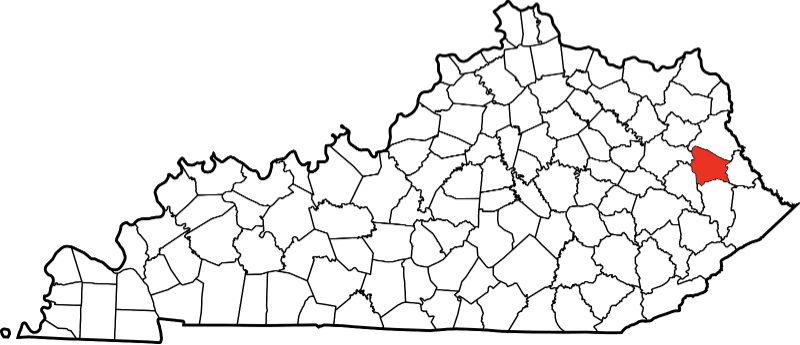 An image highlighting Johnson County in Kentucky