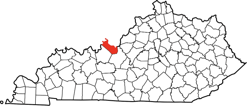 An image highlighting Meade County in Kentucky