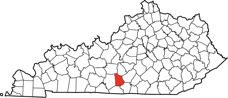 An image highlighting Metcalfe County in Kentucky