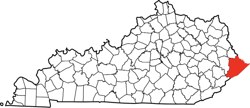 An image highlighting Pike County in Kentucky