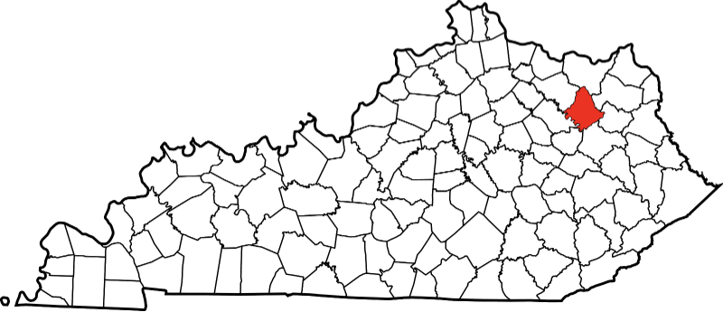 An image highlighting Rowan County in Kentucky